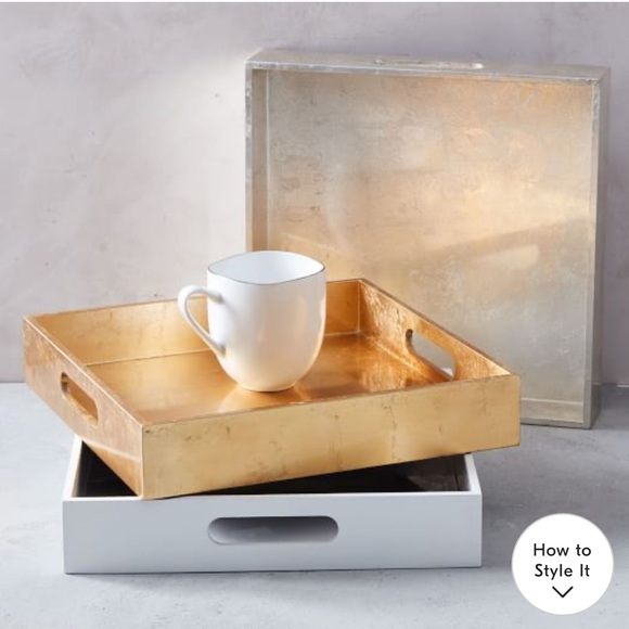 West Elm Other - West Elm silver lacquer wood tray square